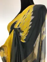 Grey Block Printed Chiffon Saree - Image 6