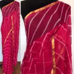 Pink Block Printed Chiffon Saree