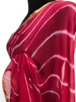 Pink Block Printed Chiffon Saree - Image 6