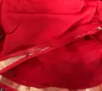 Orange Block Printed Chiffon Saree - Image 7