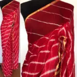 Red Block Printed Chiffon Saree