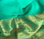 Turquoise Chiffon Saree with Gold Zari Buttas - Image 8