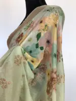 Sea Green Linen Silk Saree with Beautiful Prints along with Antique Zari Border - Image 5