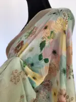 Sea Green Linen Silk Saree with Beautiful Prints along with Antique Zari Border - Image 6