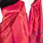 Rani Pink Banarasi Silk Saree with Gold Zari Weaves - Image 2