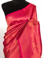 Rani Pink Banarasi Silk Saree with Gold Zari Weaves - Image 3