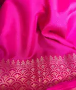 Rani Pink Banarasi Silk Saree with Gold Zari Weaves - Image 6