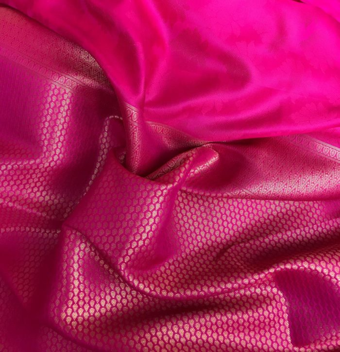 Pink Banarasi Silk Saree with Gold Zari Weaves