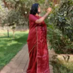 Maroon Organza Saree with Intricate Zardozi Embroidery