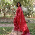 Maroon Organza Saree with Intricate Zardozi Embroidery