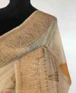 Cream Cotton Silk Saree with Antique Gold Zari Weaves - Image 4