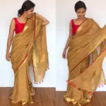 Chiku Brown Pure Linen Saree - Image 2