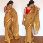 Chiku Brown Pure Linen Saree - Image 3