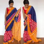 Blue Mul Cotton Saree with Hand Block Prints
