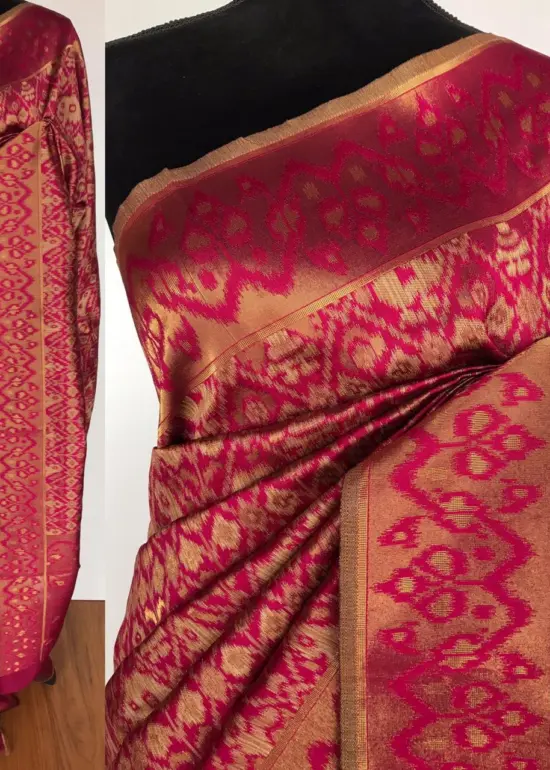 Pink Jute Silk Saree with Kotki Weaves
