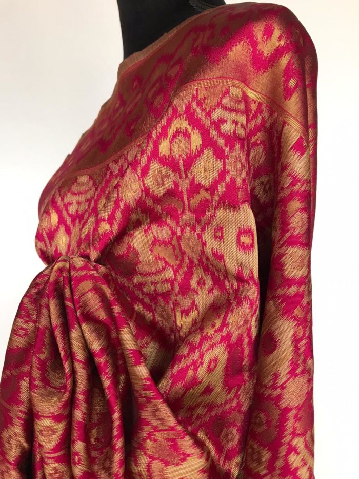 Pink Jute Silk Saree with Kotki Weaves