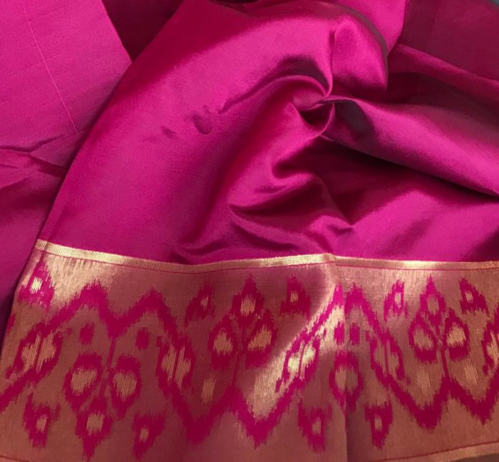 Pink Jute Silk Saree with Kotki Weaves