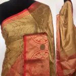 Gold Kora Silk Saree with Gold Zari Weaves - Image 2