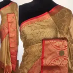 Gold Kora Silk Saree with Gold Zari Weaves
