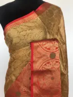 Gold Kora Silk Saree with Gold Zari Weaves - Image 3