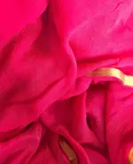 Pink Block Printed Chiffon Saree - Image 6
