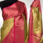 Gold Kora Silk Saree with Gold Zari Weaves - Image 3