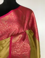 Gold Kora Silk Saree with Gold Zari Weaves - Image 7