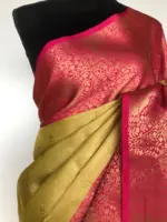 Gold Kora Silk Saree with Gold Zari Weaves - Image 6