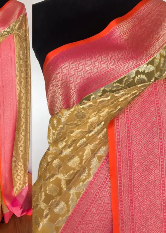 Butter Yellow Kora Silk Saree with Silver Zari Weaves