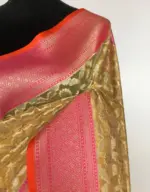 Butter Yellow Kora Silk Saree with Silver Zari Weaves - Image 5