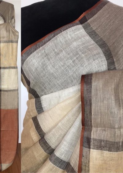 Off white Pure Linen Saree