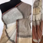 Off white Pure Linen Saree - Image 2