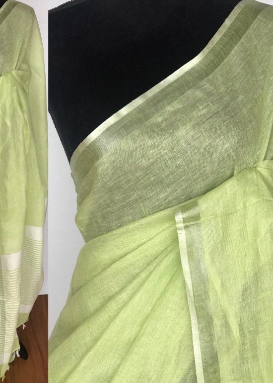Pastel Green Linen Saree