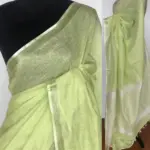 Pastel Green Linen Saree - Image 2