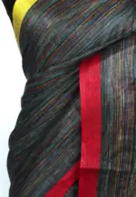 Multicolor Pure Linen Saree - Image 4
