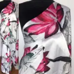 White Satin Saree with Printed Florals