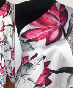 White Satin Saree with Printed Florals