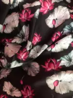 White Satin Saree with Printed Florals - Image 6