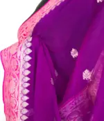 Purple Banarasi Silk Saree in Pure Khaddi Chiffon - Image 5
