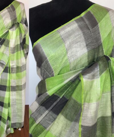 Multi Color Pure Linen Saree