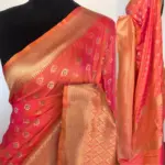 Peach Banarasi Silk Saree with Gold Zari Weaves - Image 2
