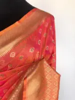 Peach Banarasi Silk Saree with Gold Zari Weaves - Image 4
