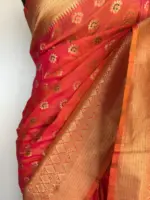 Peach Banarasi Silk Saree with Gold Zari Weaves - Image 6
