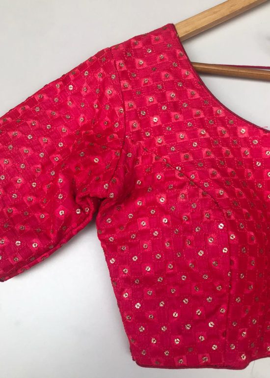 Hot Pink Raw Silk Blouse