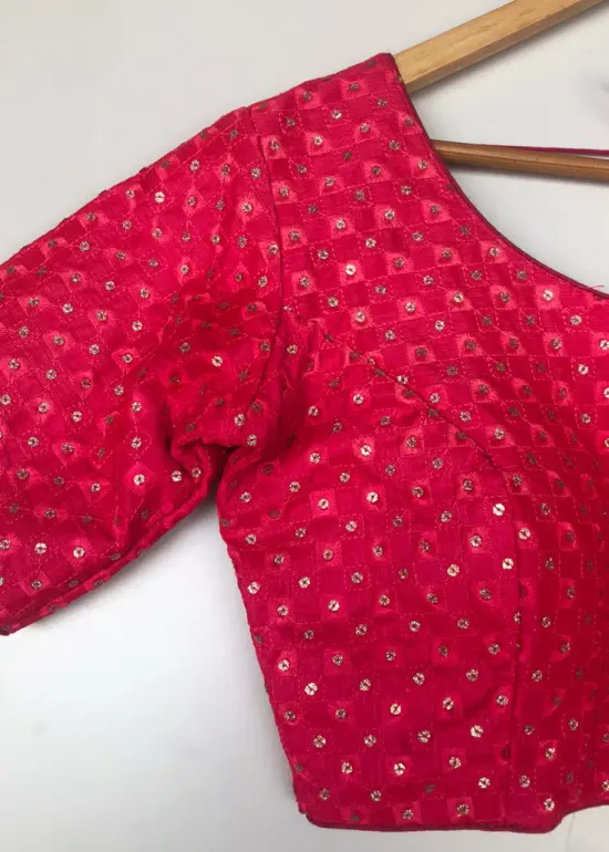 Hot Pink Raw Silk Blouse