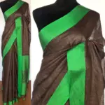 Brown Pure Linen Saree