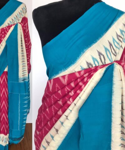 Pink Ikat Cotton Saree
