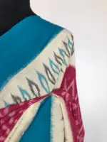 Pink Ikat Cotton Saree - Image 2