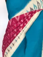 Pink Ikat Cotton Saree - Image 4