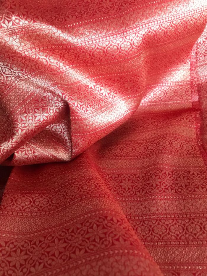 Gold Tissue Silk Saree with Cross-stitch Embroidery